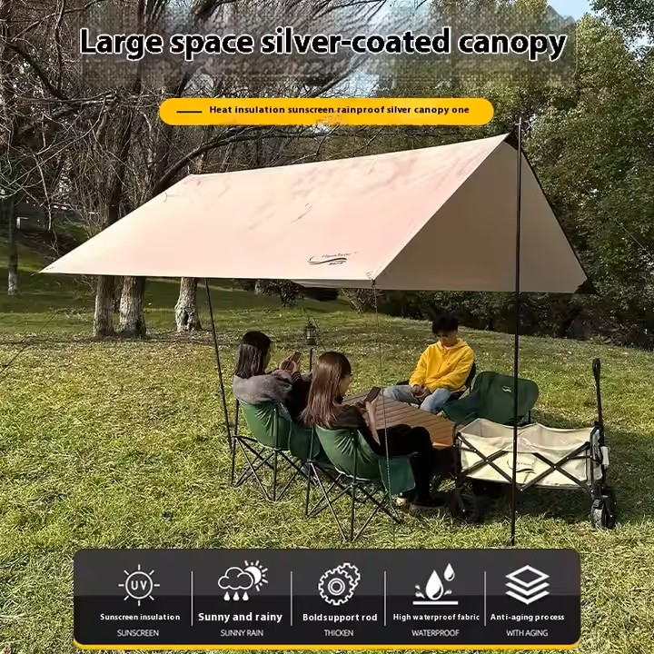 New Design Silver-Coated Extra-Large Thickened Waterproof Outdoor Picnic Camping Equipment Protection Rain Shelter Tent